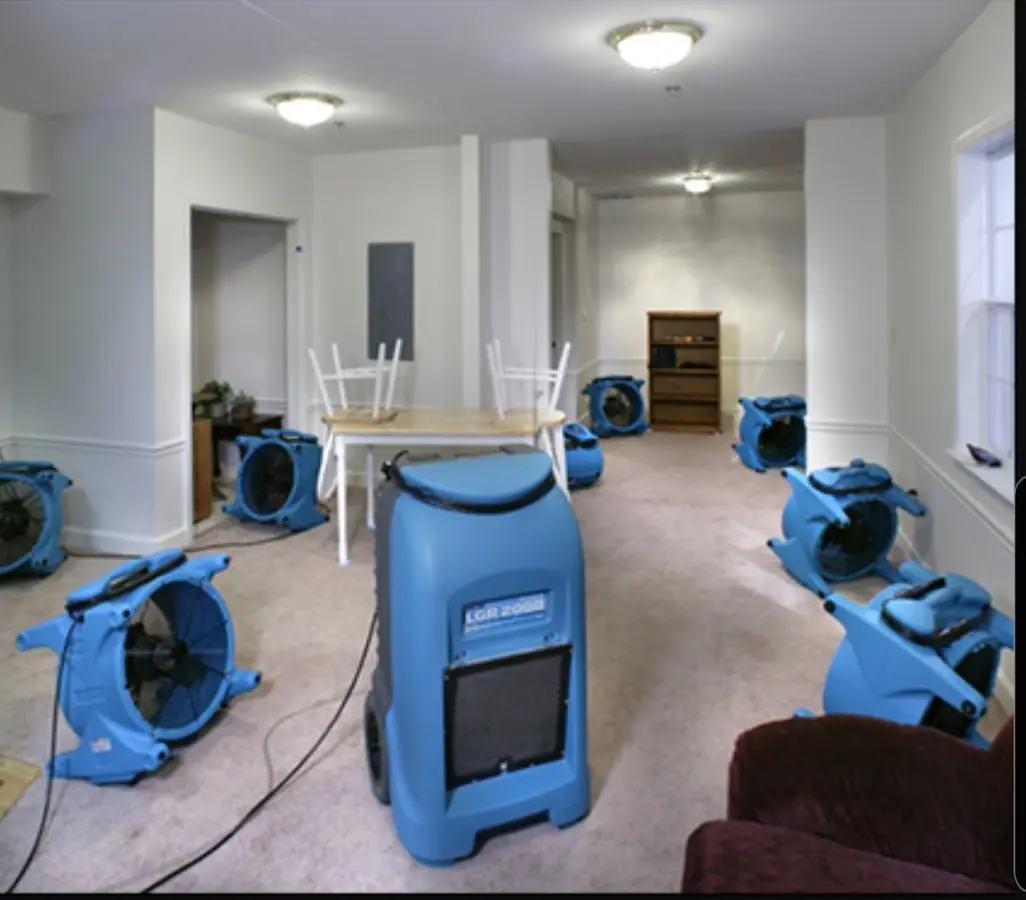 Air movers and dehumidifier setup for Water Extraction & Removal in West Carson